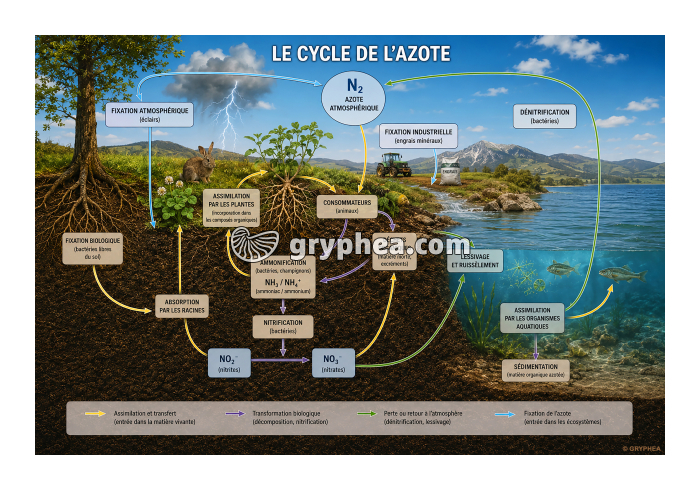 Le cycle de l'azote - planche de synthèse - gryphea.org